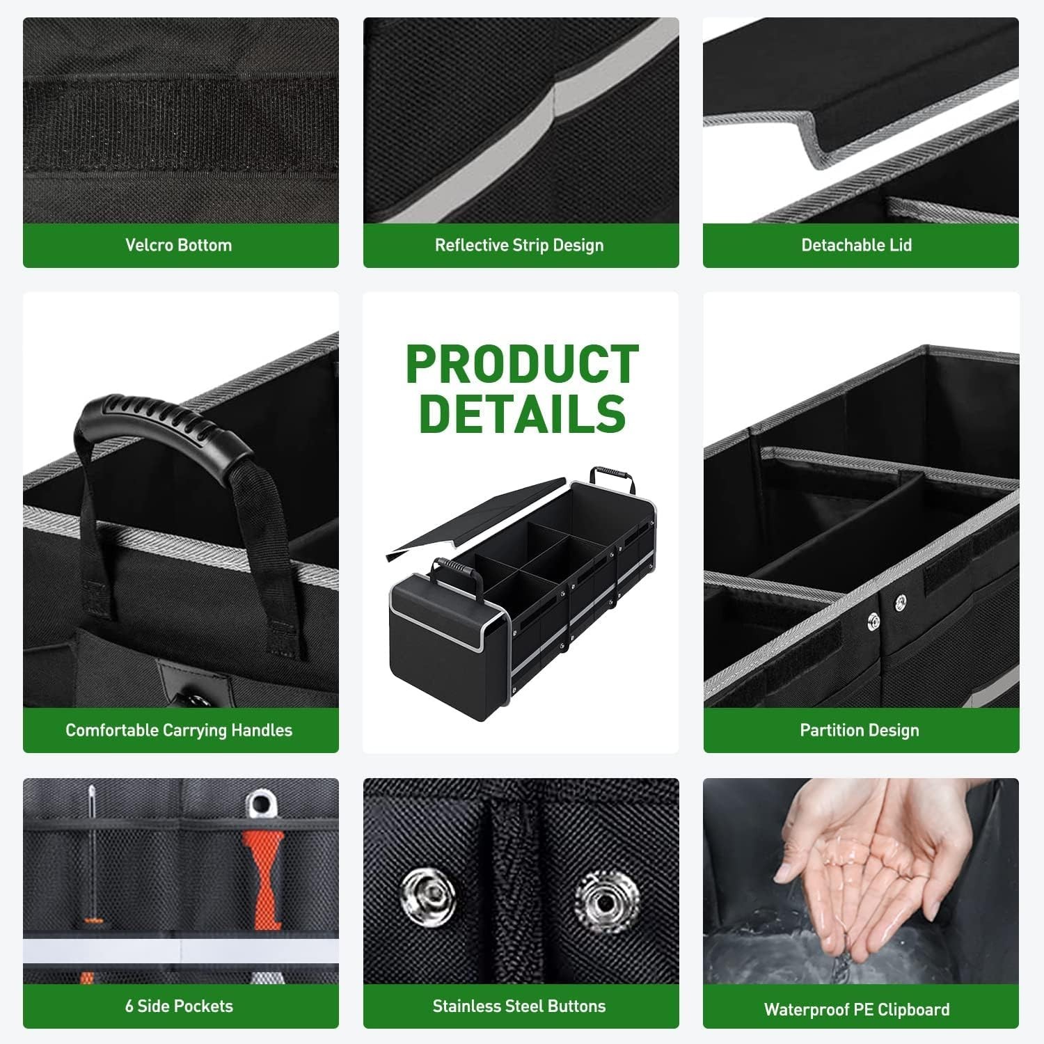 Foldable Car Trunk Organizer – Heavy Duty Collapsible Storage for SUVs & Sedans,