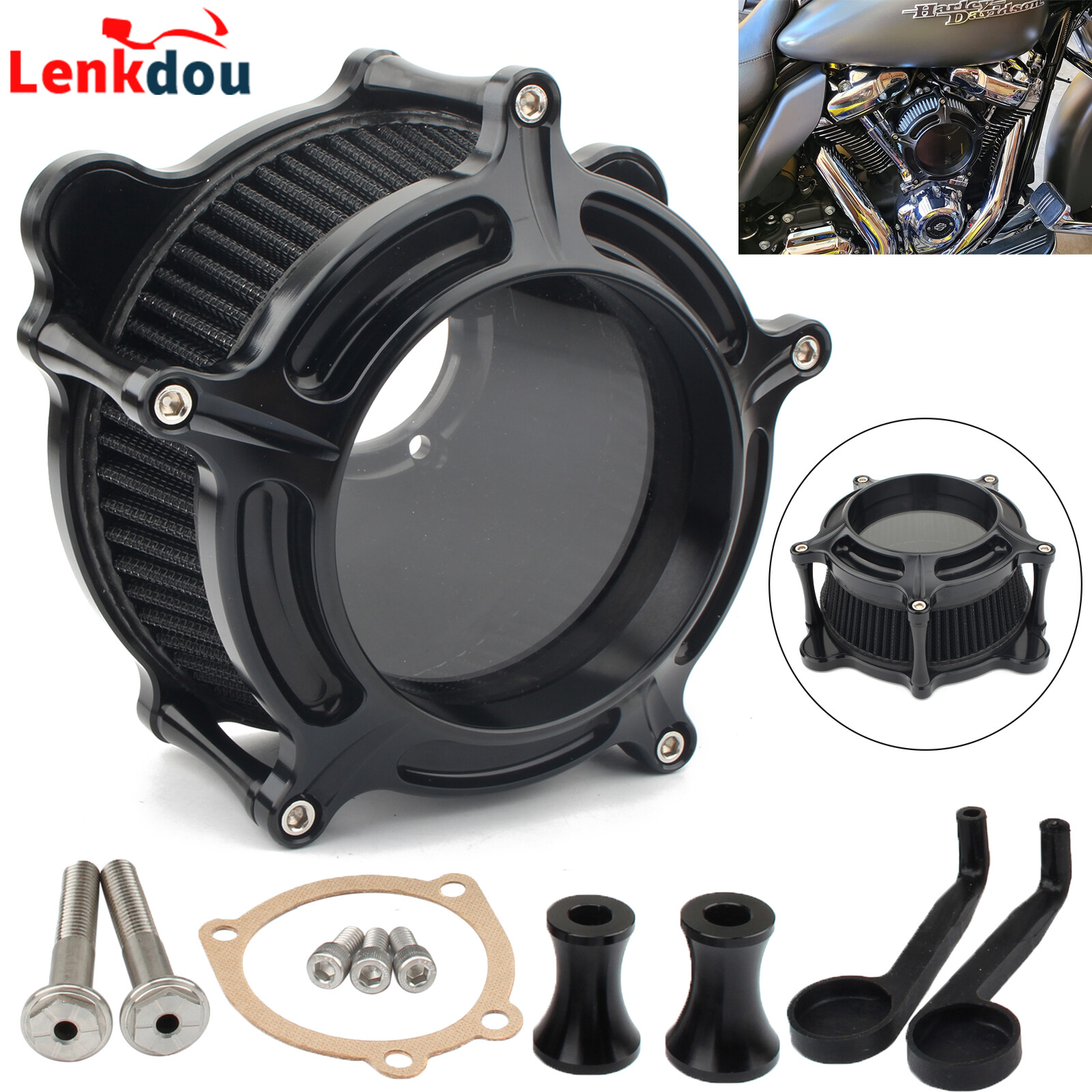 For Harley Air Cleaner Intake Filter Touring Street Glide Road King Softail Dyna