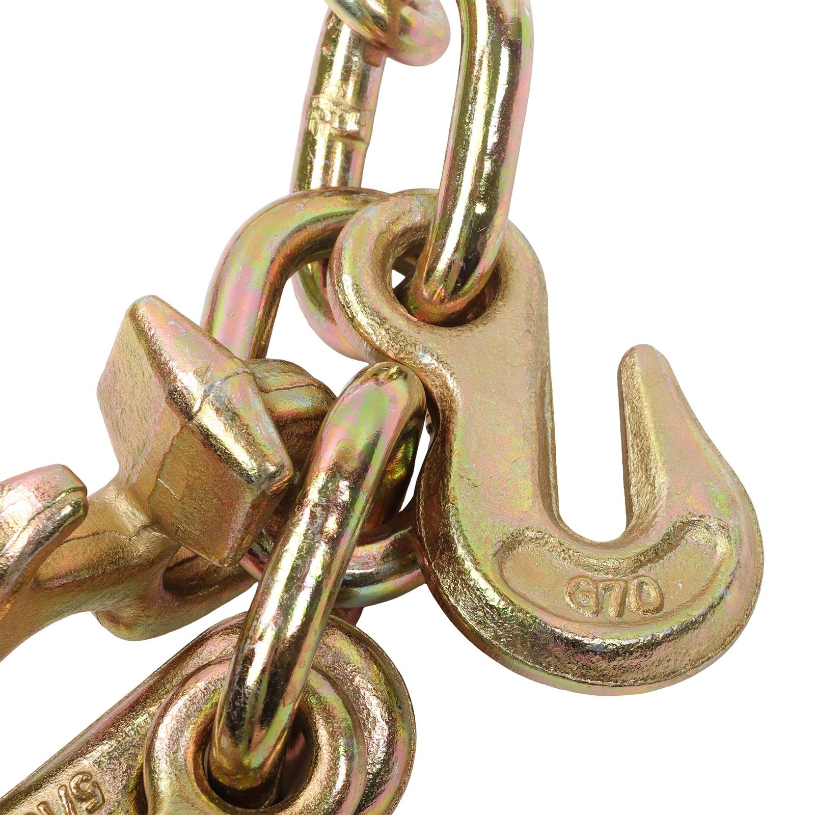 4 Pcs 5/16″ × 6′ G80 4700Lbs J Hook Tow Chain Transport Chain With RTJ Grab Hook
