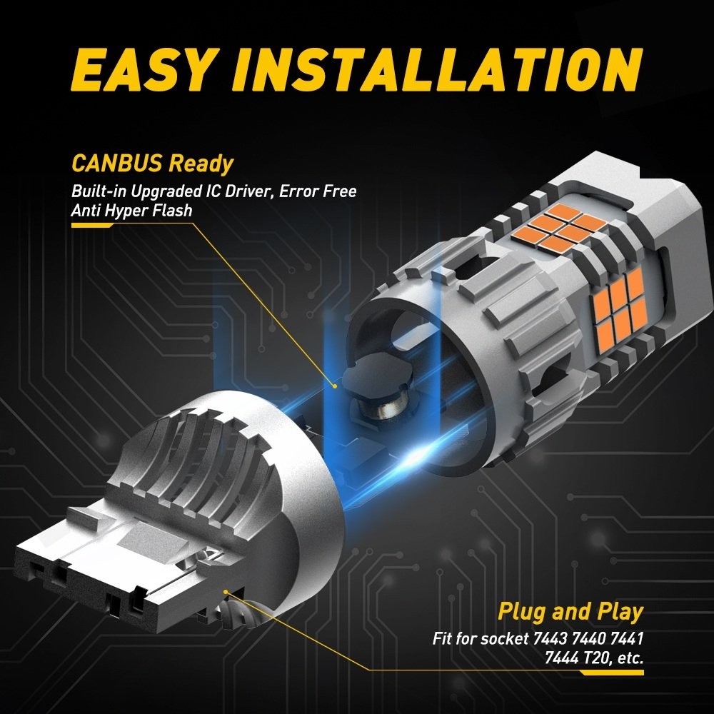 AUXITO Canbus LED Turn Signal Light Bulbs 7440 7441 7444 Amber No Hyper Flash