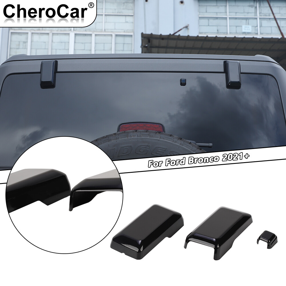 3��ABS Tailgate Rear Door Window Glass Hinge Cover For Ford Bronco 2021-25 Black