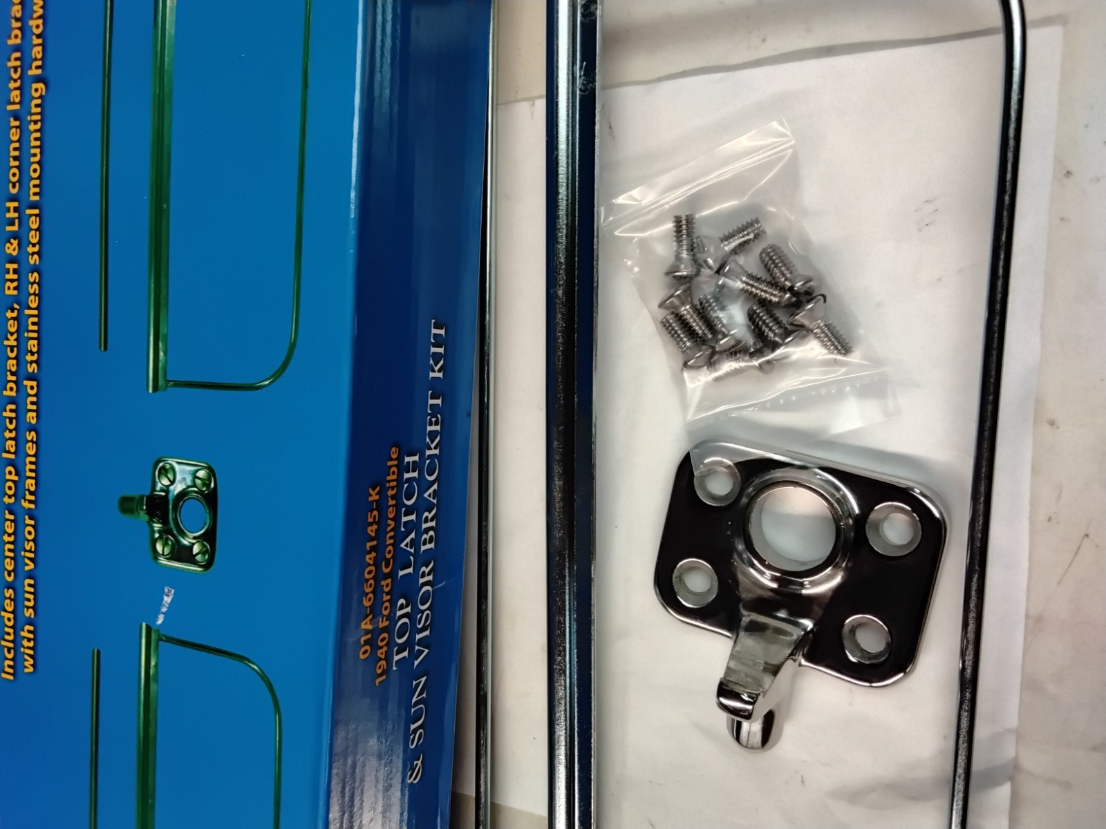 Sun Visor and Header Bracket Kit 1940 Ford Car Convertible 01A-6604145-K free s