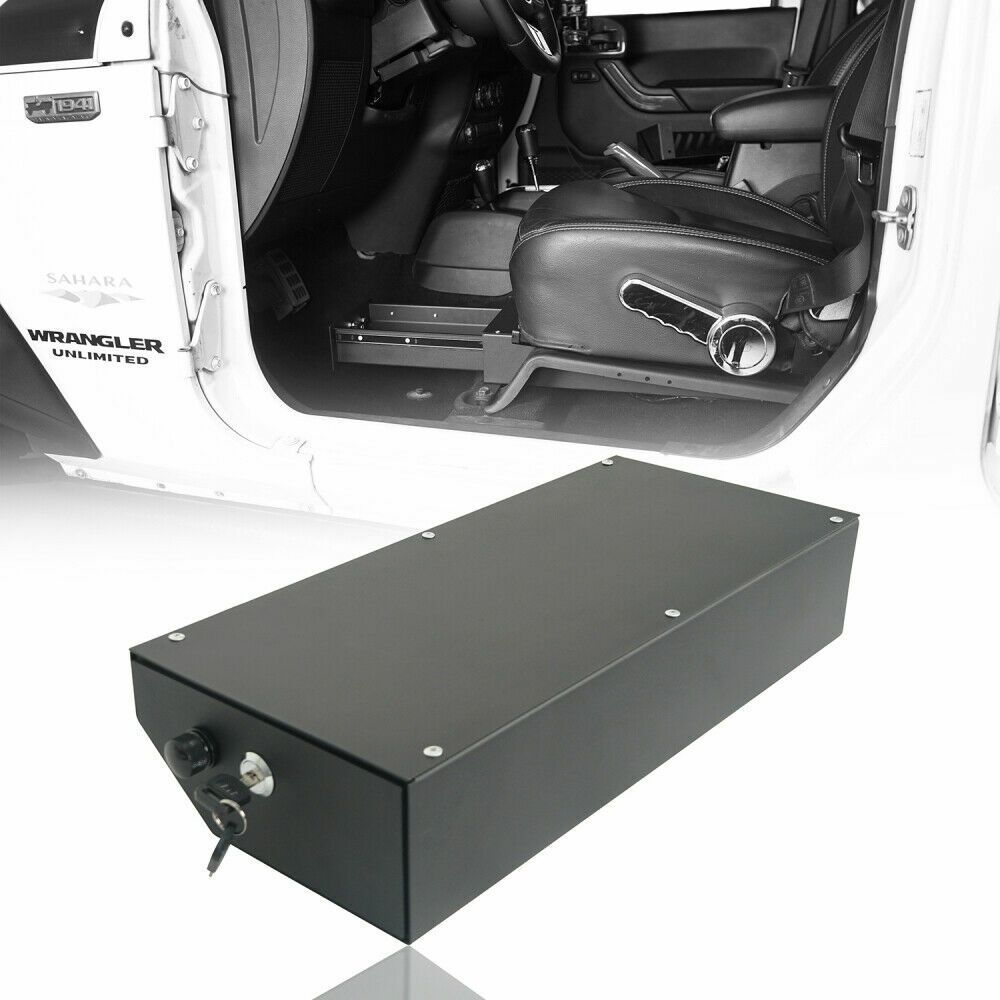 Black Lockable Under Seat Storage Box Security For Jeep Wrangler JK 07-10 07-18