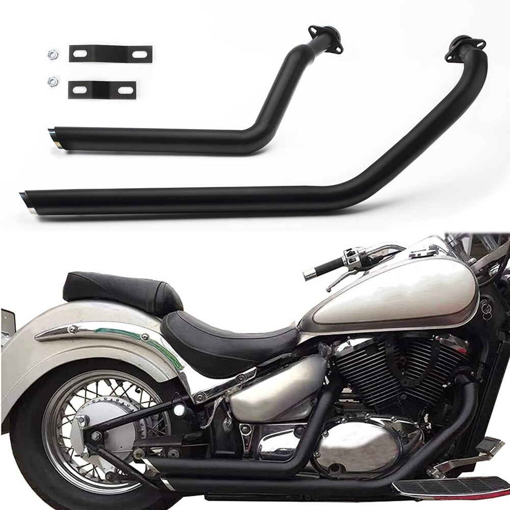 Black Shortshots Staggered Exhaust Pipes For Suzuki Boulevard C50 C50T M50 VL800