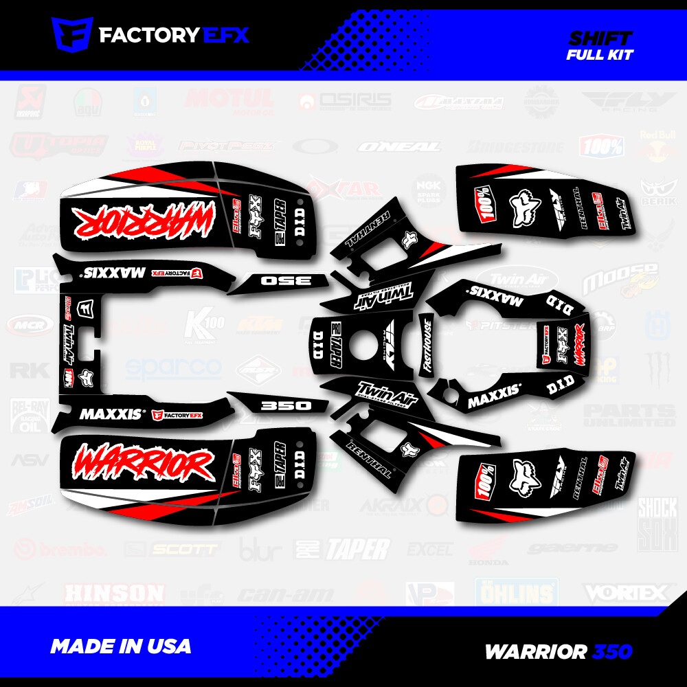 Black Red Shift Racing Graphics kit fit Yamaha Warrior 350 87-04 electric start