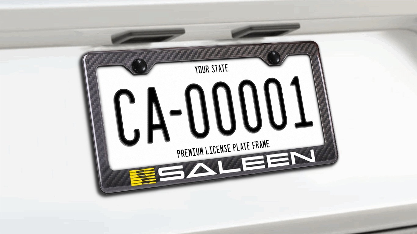 Yellow Saleen Carbon Fiber License Plate Frame 100% Real CF RACING