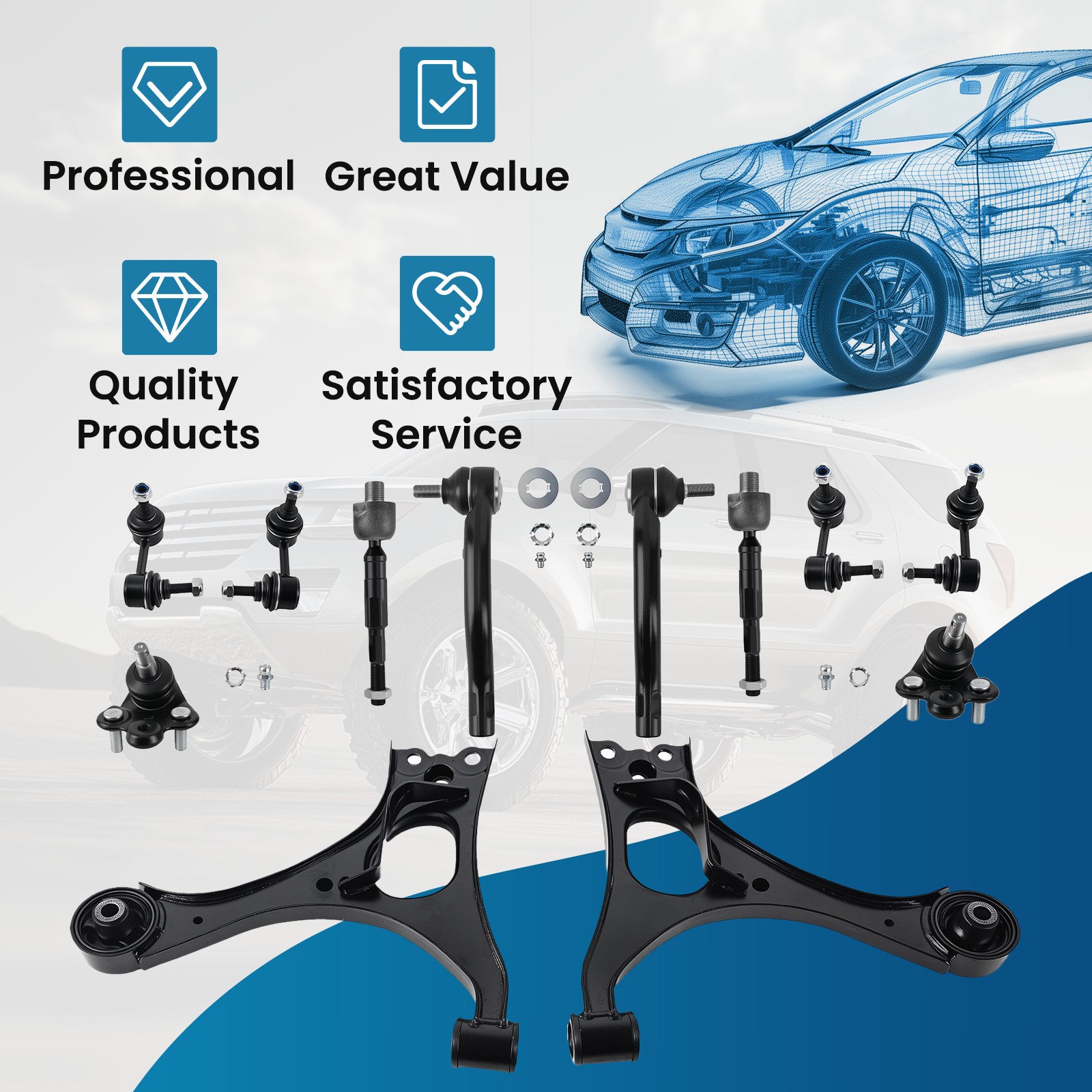 12 Pcs Suspension Front Lower Control Arm for Honda Civic 2006 – 2011 K750125