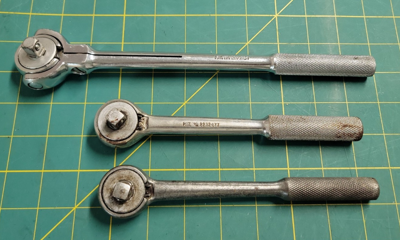 S-K Tools 3/8″ Drive Ratchets 1 Swivel Head Roto-Ratchet 3870 & 2 45170 Straight