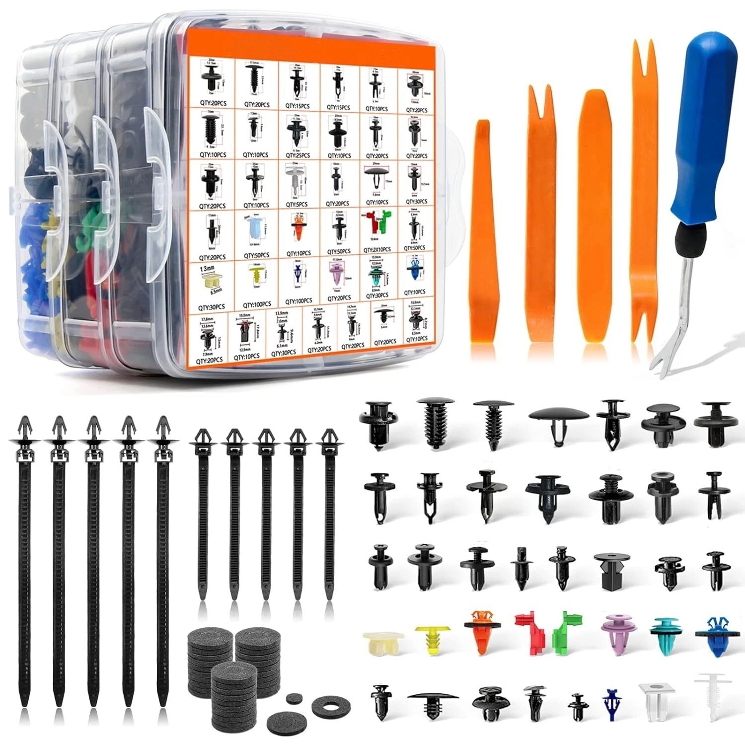1295PCS Car Push Retainer Clips Door Panel Bumper Fender Rivets Fasteners Clips
