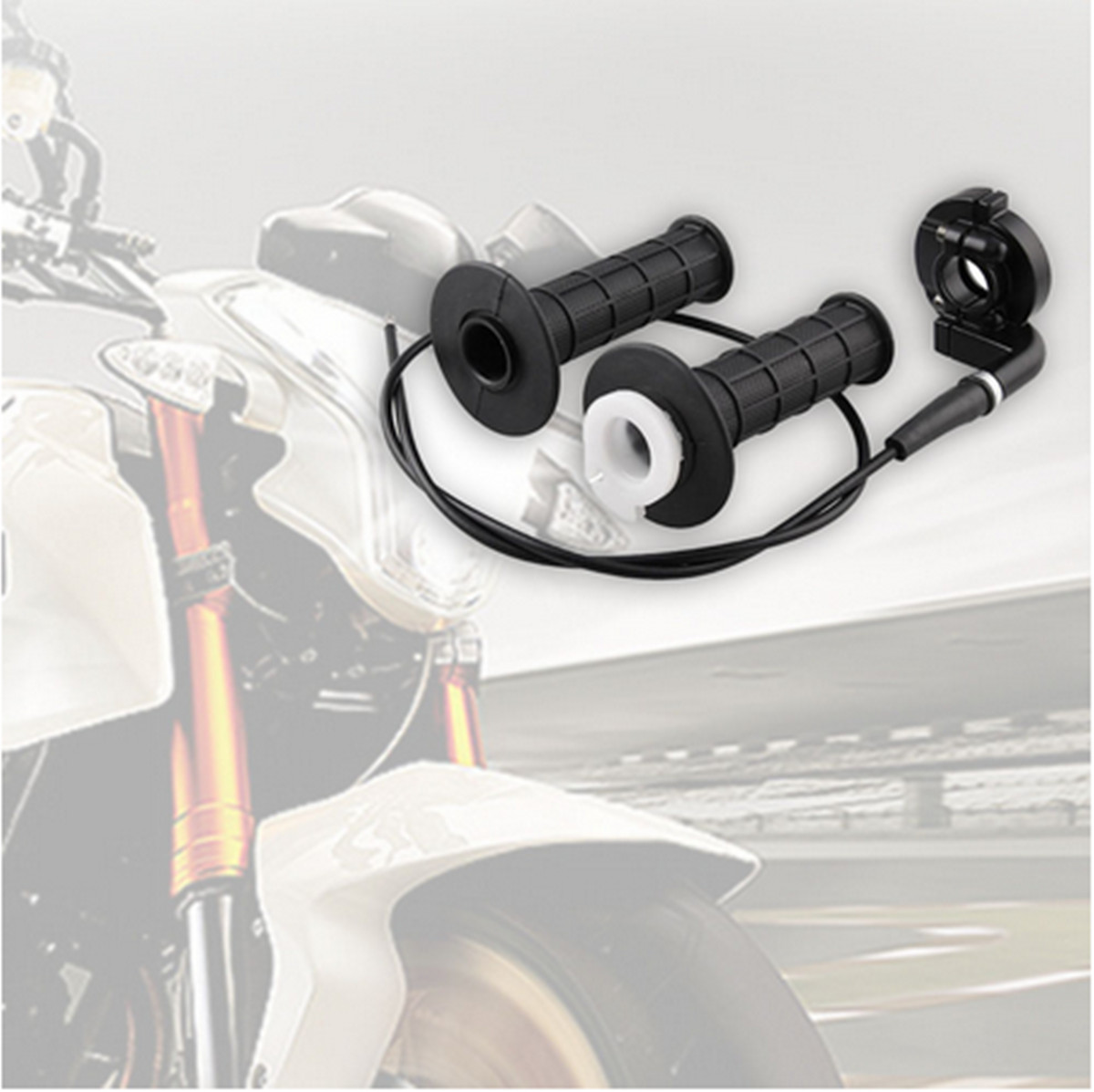 7/8in Motorcycle Twist Throttle Accelerator Handle Grips Cable Set Ftidiydiqywek