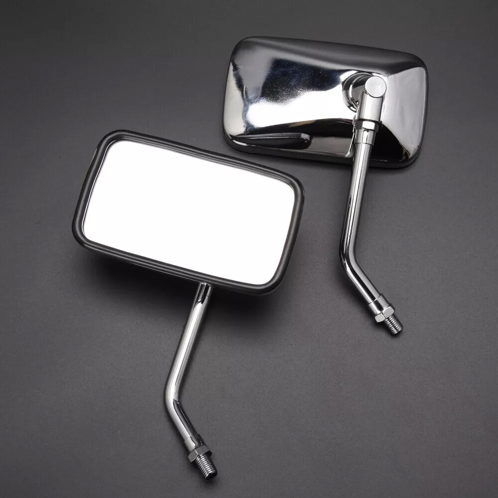 Chrome Rectangle Motorcycle Mirrors 10MM Fit Kawasaki Vulcan VN 500 800 900 1600