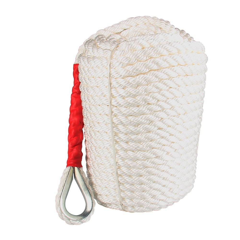 Heavy 3/4 “x200 Feet Three Strands Of White Polypropylene Rope Sheathed In Red