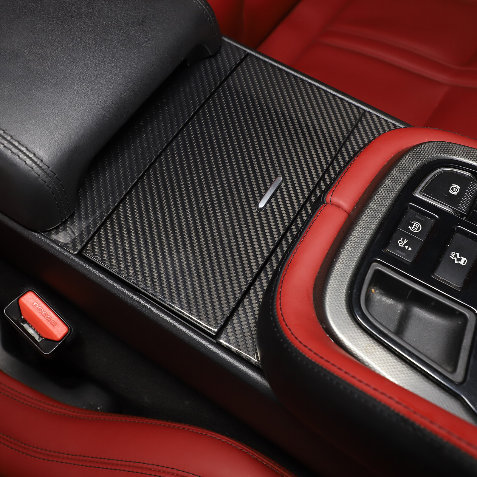Dry Carbon Fiber Center Storage Panel Cover Trim For Jaguar F-TYPE 2013-2023