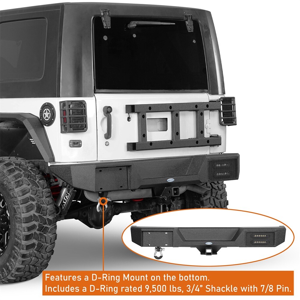 Fit Jeep Wrangler JK/JKU 2007-2018 Replaced Steel Front/Rear Bumper w/Led Lights