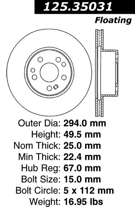Centric Front Disc Brake Rotor for Mercedes-Benz (125.35031)