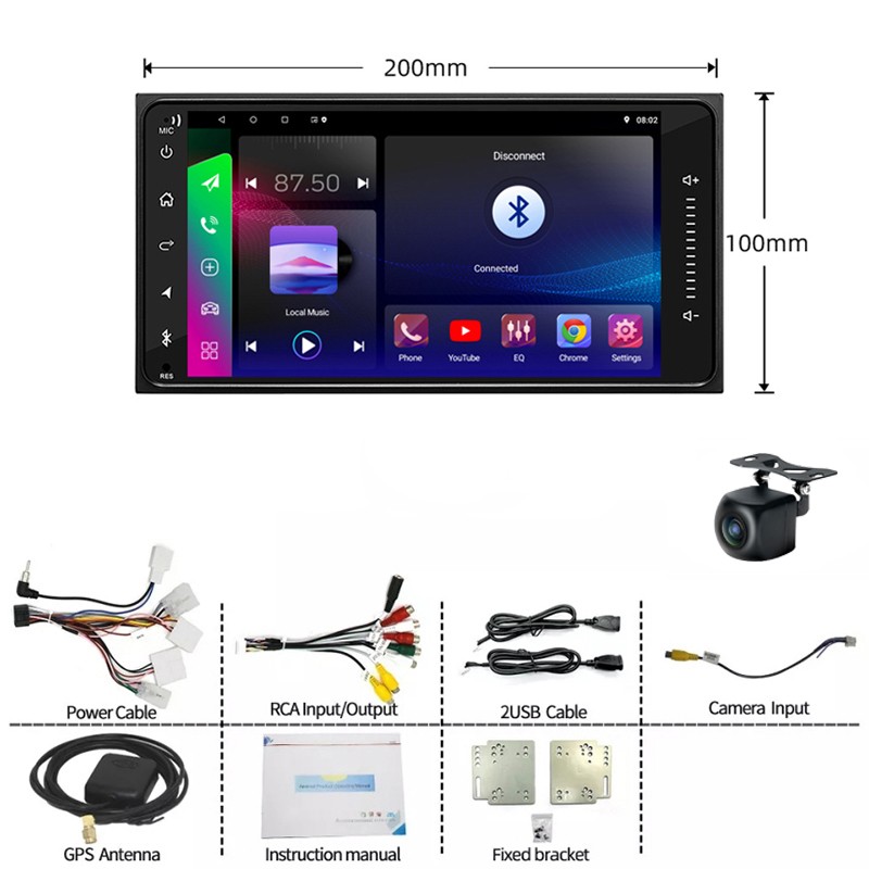 7″ 4+64GB Toyota Tundra 2000-2006 Car Radio Android 15 Apple CarPlay 2DIN GPS
