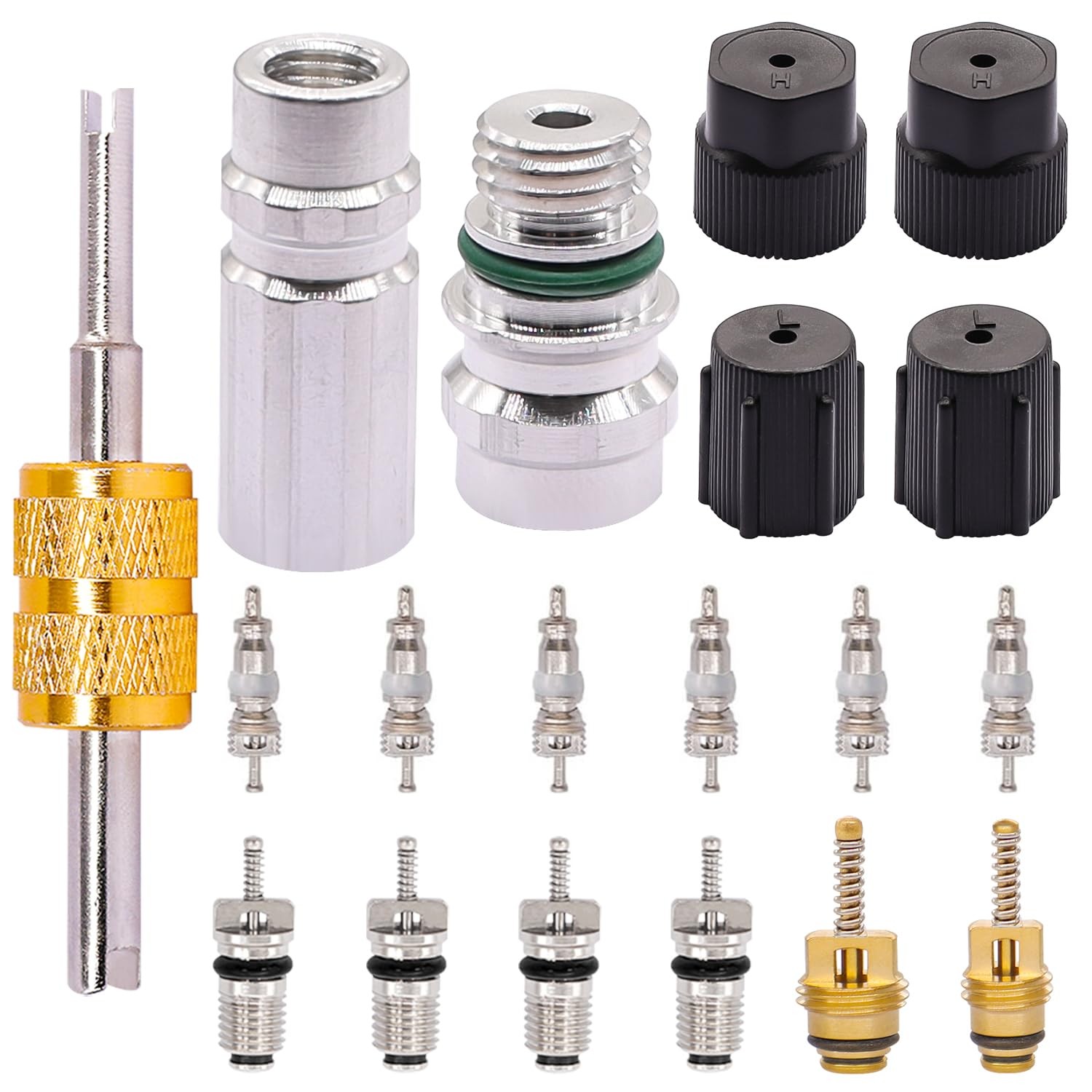 TWTADE 19PCS Air Conditioning Valve Core Kit – Car AC R12 R134a Teflon