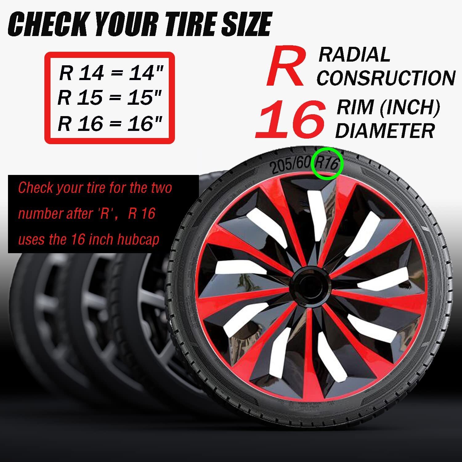 sets of Four easy-to-install 16-inch hub covers for 2009-2017 Toyota Corolla