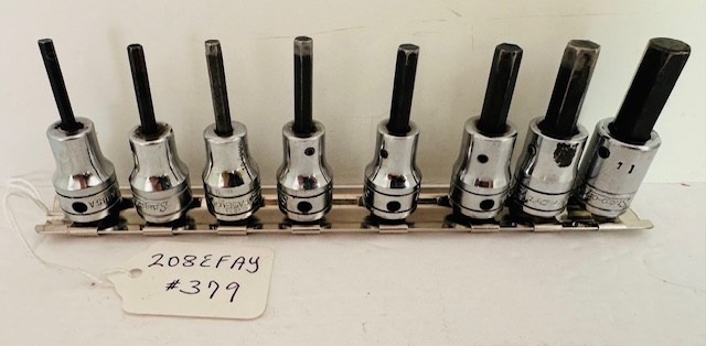Snap On Tools 208EFAY 8 Piece 3/8″ Dr. SAE Hex Bit Socket Set #379