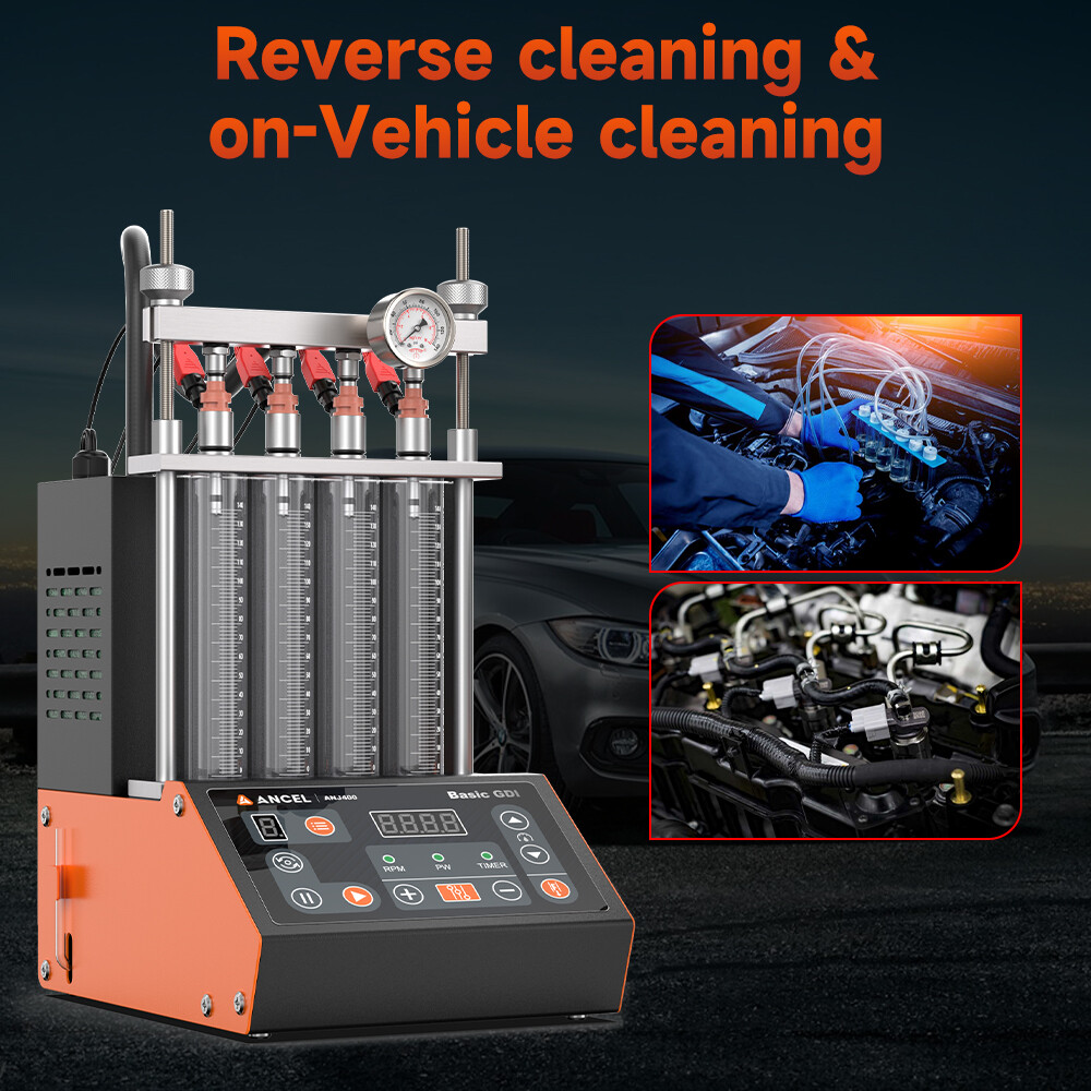 ANCEL ANJ400 Ultrasonic Fuel Injector Cleaner Tester Heating Cleaning Machine US