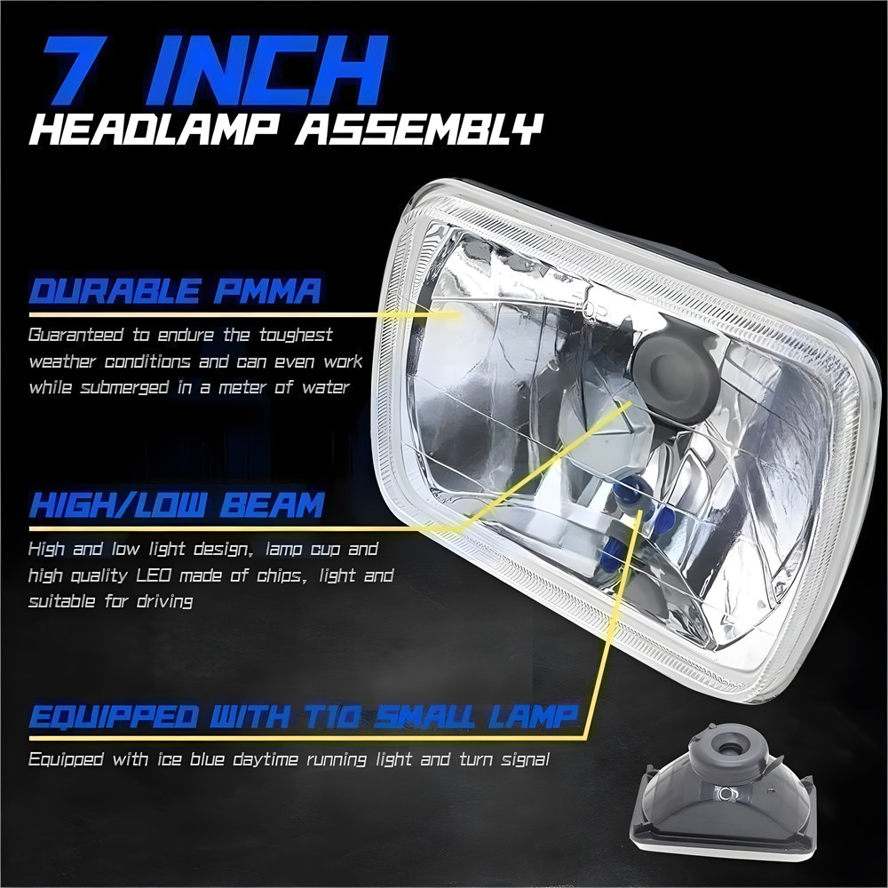 Pair Fit Toyota Tacoma 1995 1996 1997 5X7″ 7×6″ Inch LED Headlights HI/LO Beam