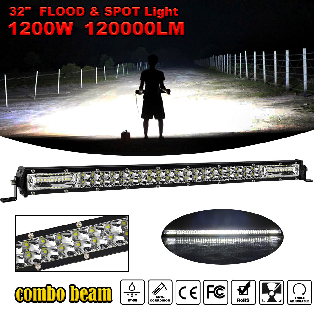 32inch 1200W LED Light Bar Spot Flood Combo Off Road SUV ATV Marine Pickup 34”