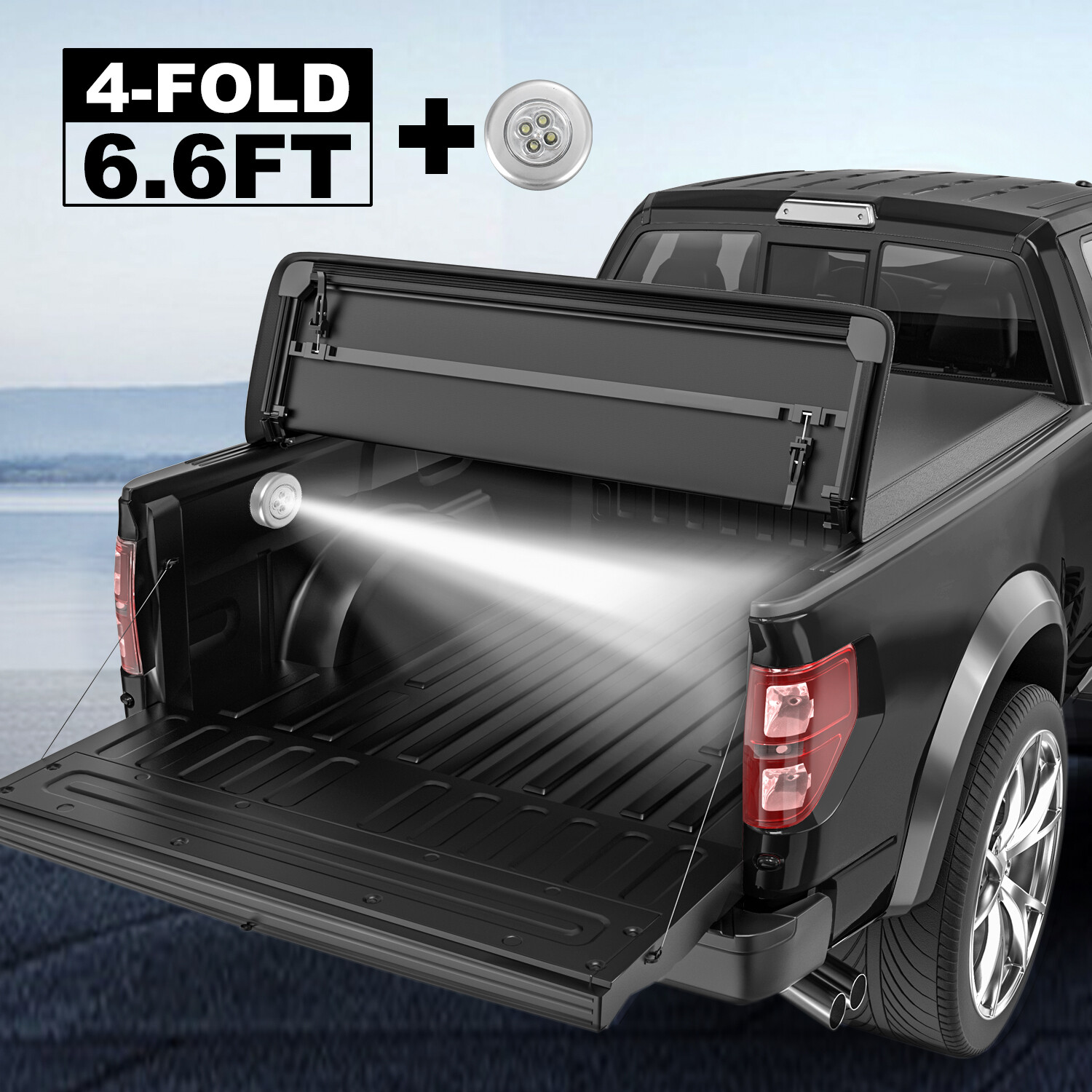 6.5FT Bed 4-Fold Truck Tonneau Cover For 16-21 Nissan Titan XD On Top Waterproof