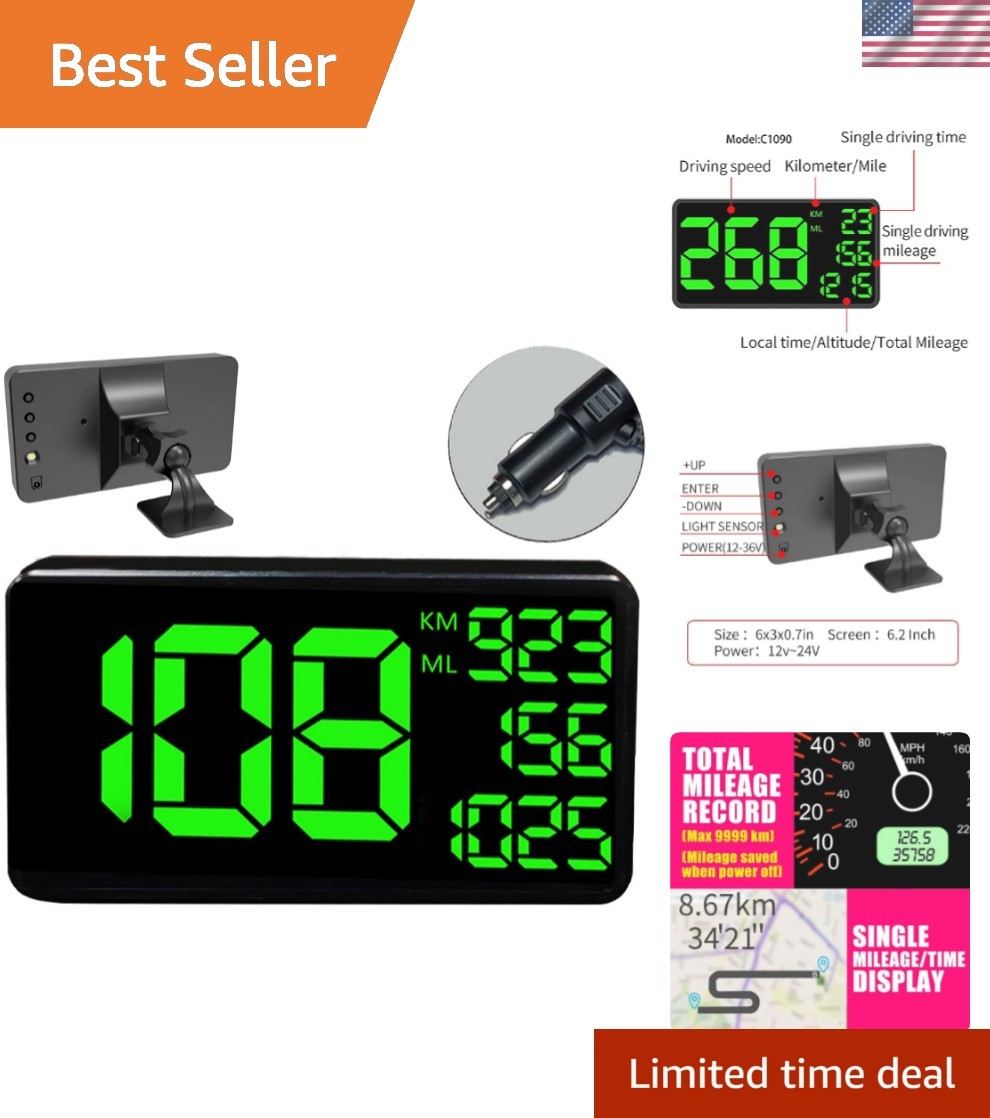 Multi-Function GPS Speedometer with Large 6.2 Inch Display for All Vehicles