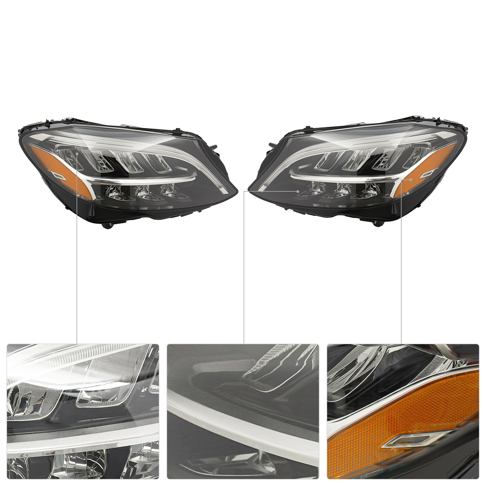 For 2019-2021 Mercedes Benz C-Class C300 W205 Full LED Headlight Headlamps LH/RH