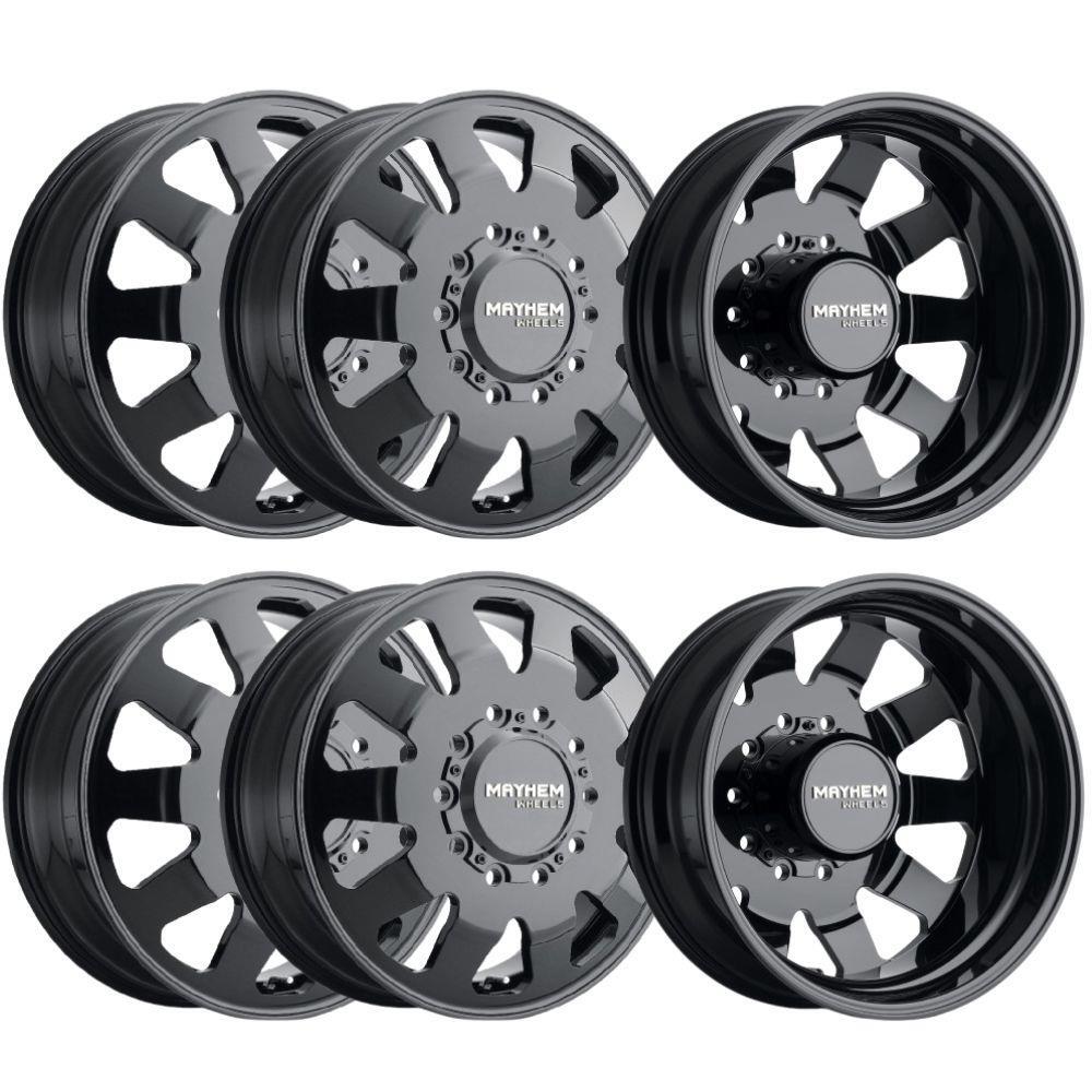 (Set-4) Mayhem Challenger Dually 22×8.25 10×225 169mm Gloss Black Wheels 22 Inch