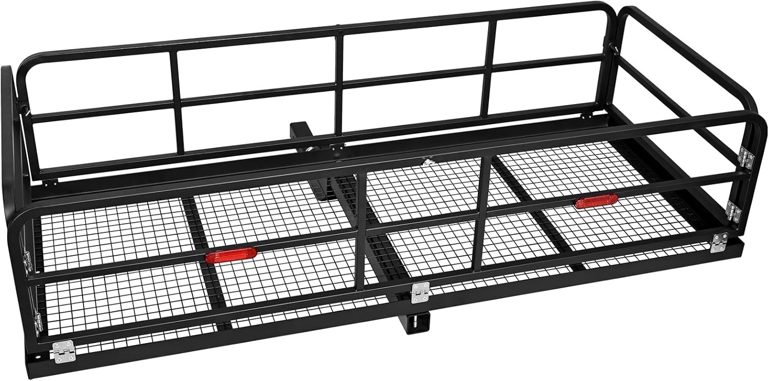 750lb Folding Trailer Hitch Mount Cargo Carrier Basket Rear Luggage Rack Camping
