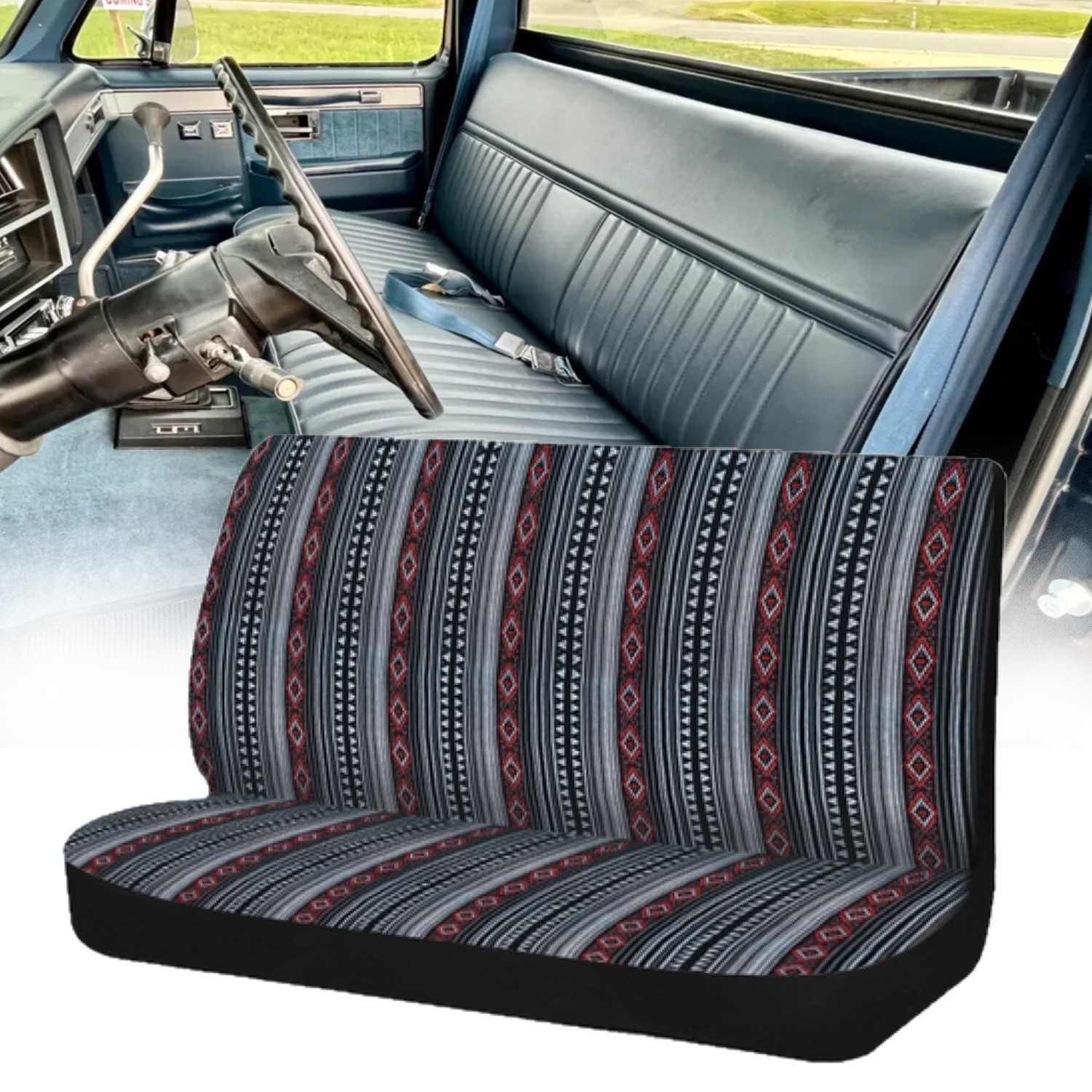 Saddle Blanket Bench Full Size Seat Cover for Chevrolet Ford Dodge Pickup Truck