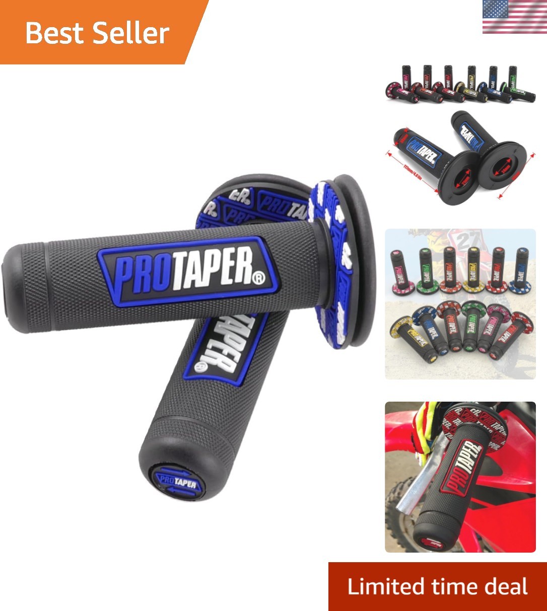 7/8” Motorcycle Handle Grips – Ergonomic Non-Slip Silicone Design