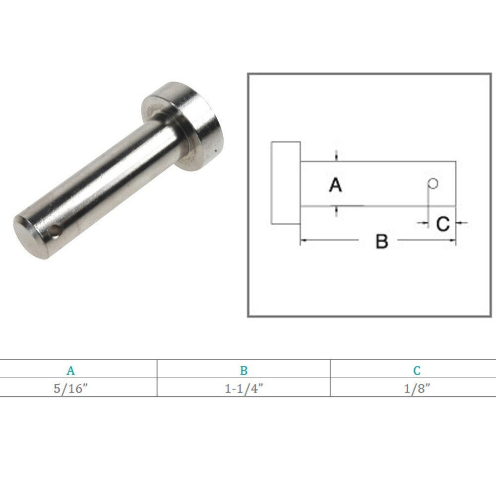 Stainless Steel Marine 5/16″ Clevis Pin Round Fastener Pin Hitch Yacht Sailing