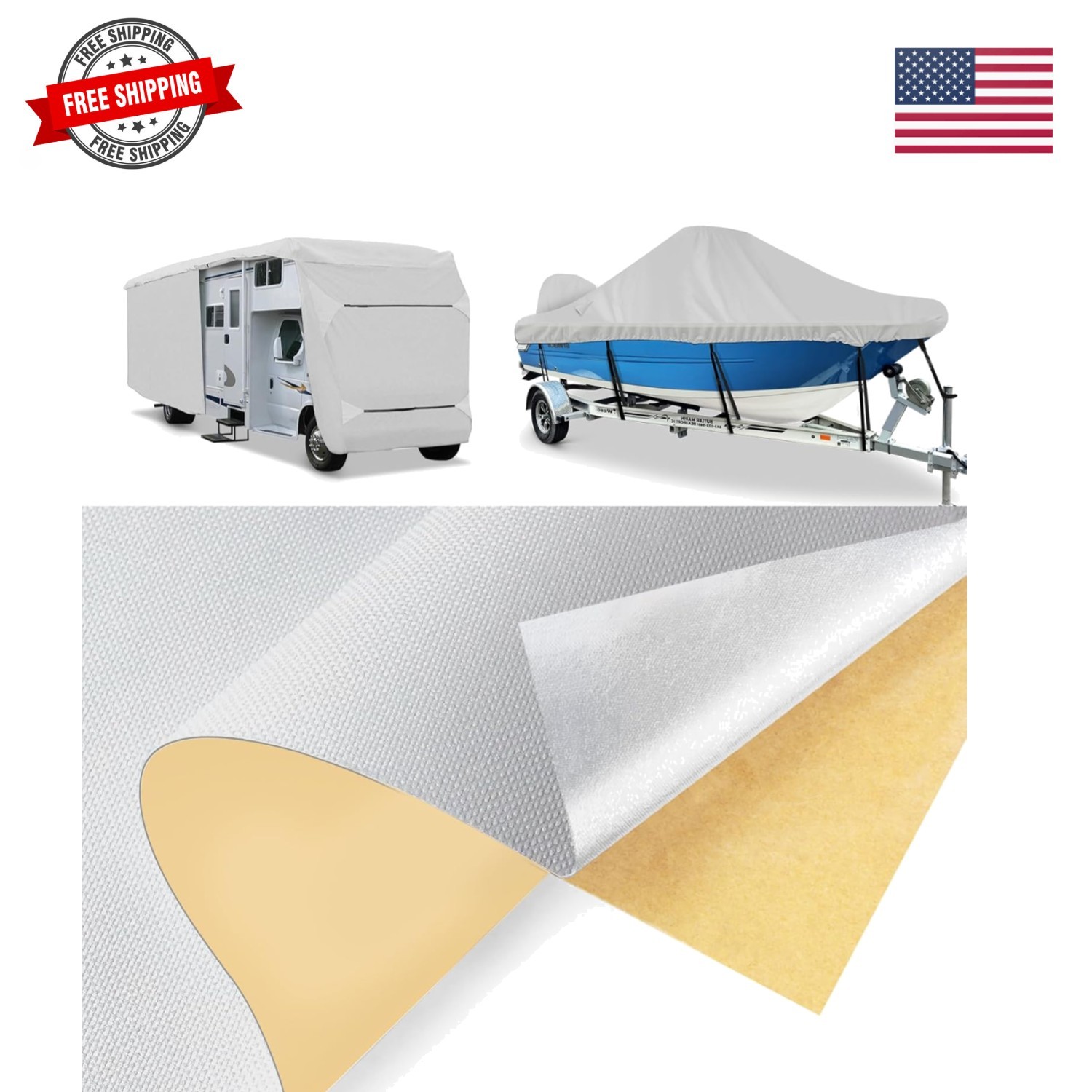 Boat Cover Repair Kit, 600D Super Stick Self-Adhesive Boat Cover Patch Repair…