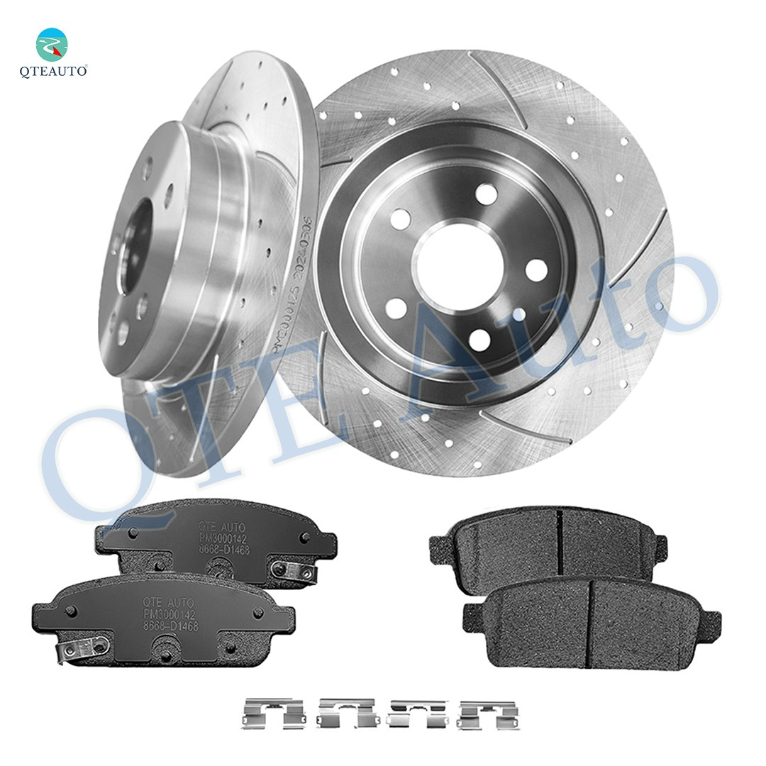 Set 6 Rear 268mm Drilled Brake Rotors-Brake Pad For 2016 Chevrolet Cruze Limited