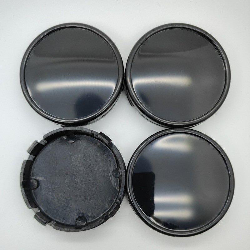 Set Of 4 Chrome Silver / Black 64MM Center Wheel Hub Cap Cover Rims 2.52″ Blank