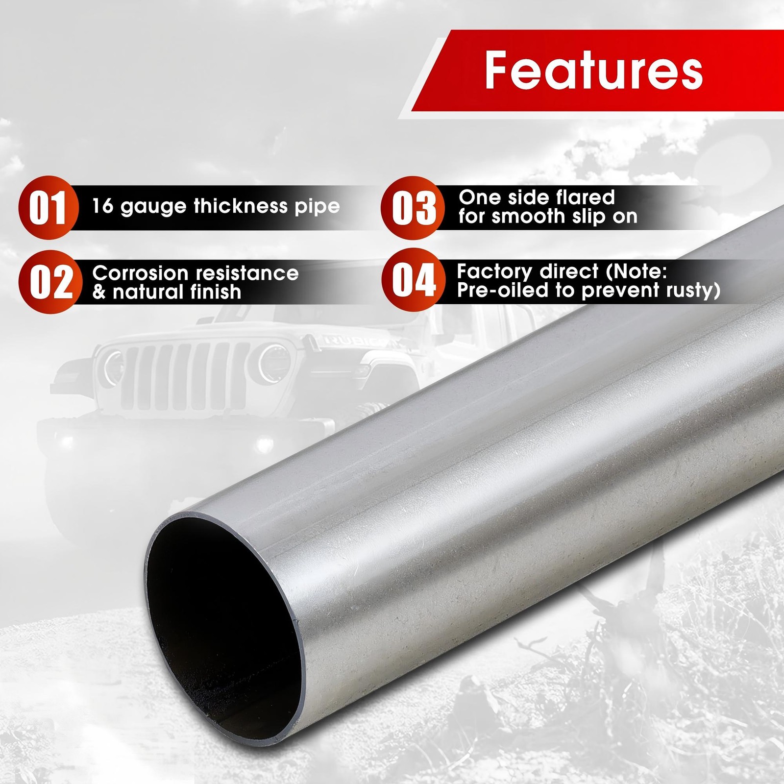 16Pcs 3″OD Stainless Mandrel Bend Straight U-Bend Custom Exhaust Tubing Pipe Kit