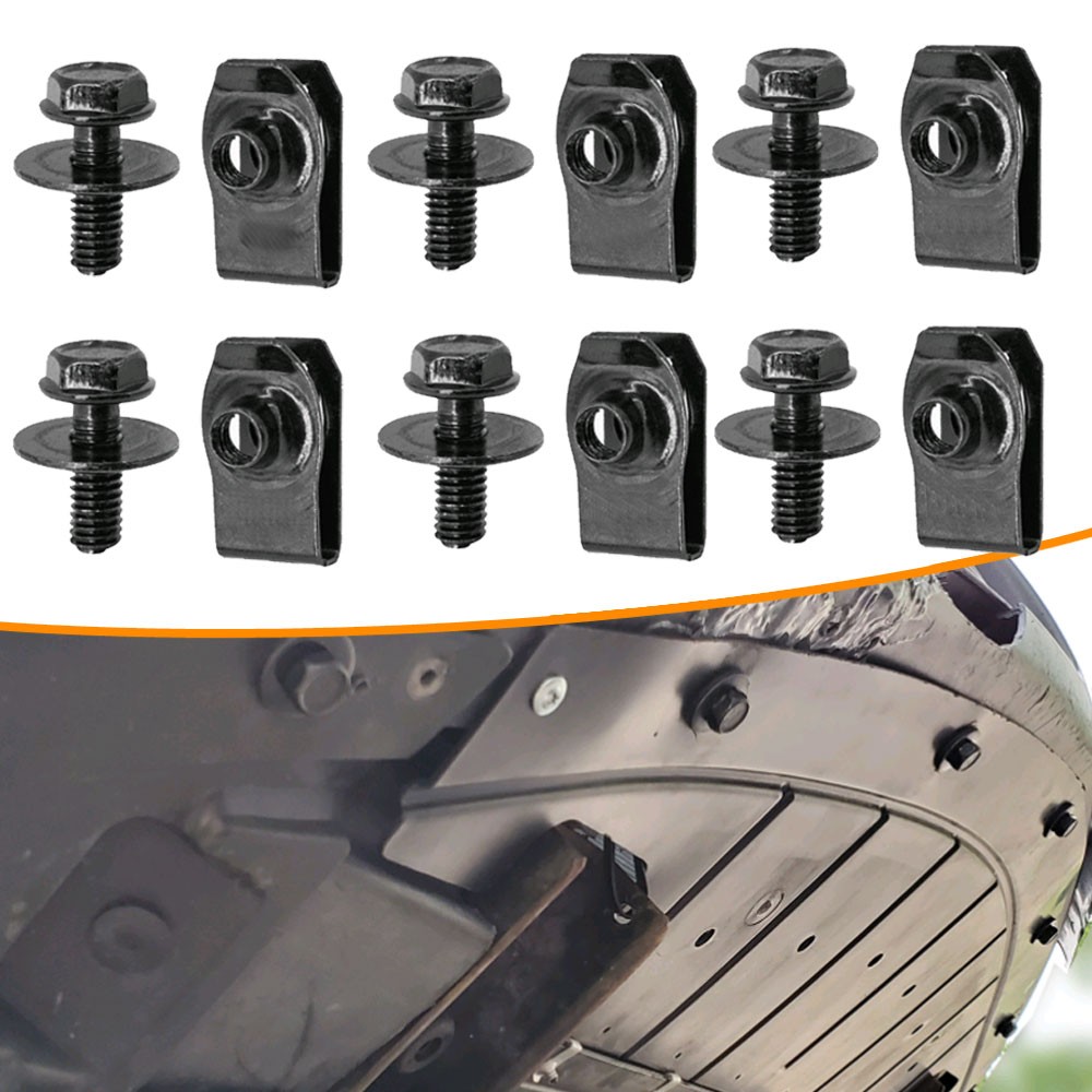 5Sets Body Bolts & U-nut Clip M6 Engine Cover Undertray Splash Shield Guard Clip