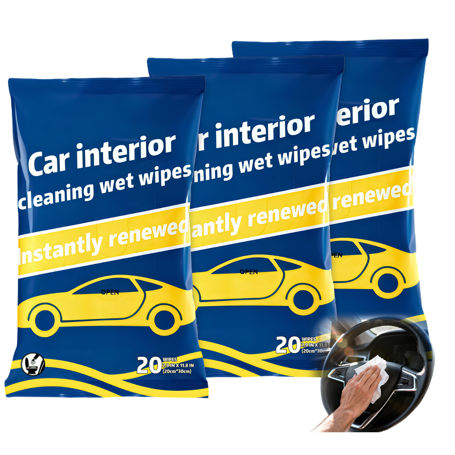 Car Dashboard Wipes 60 Count Interior Protectant Cleaning Wet Wipes Auto Detail