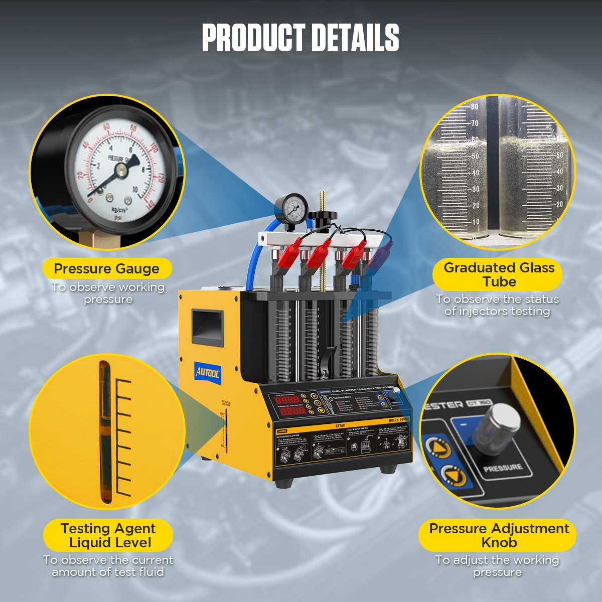 AUTOOL CT160 Fuel Injectors Cleaner Tester Ultrasonic Heating Cleaning Machine