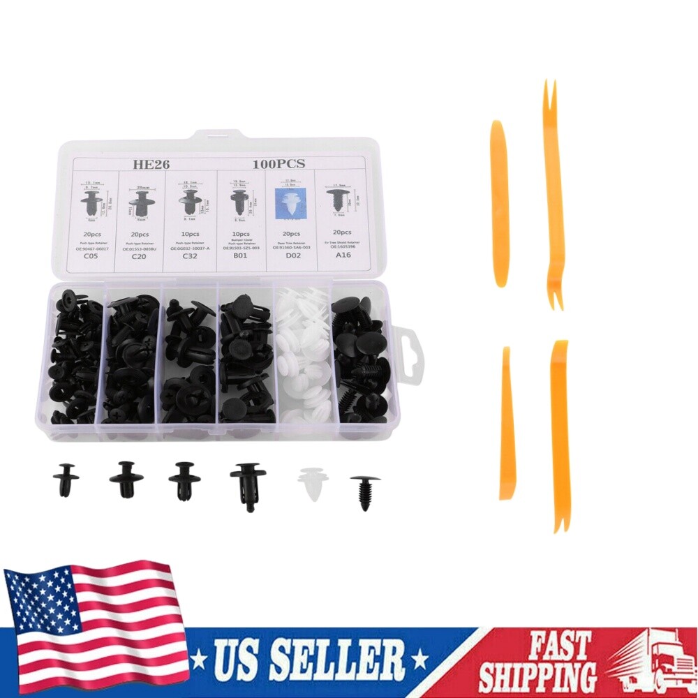 100 Pcs Car Retainer Clips Kit Universal Car Bumper Clips and Fasteners