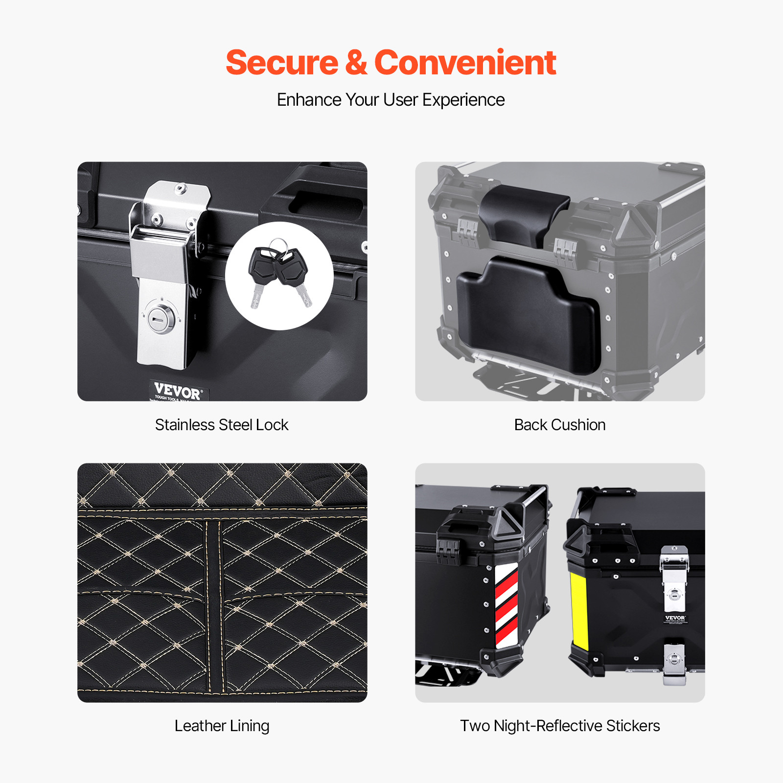 45L Motorcycle Luggage Storage Top Case Trunk Tour Tail Box Scooter Waterproof