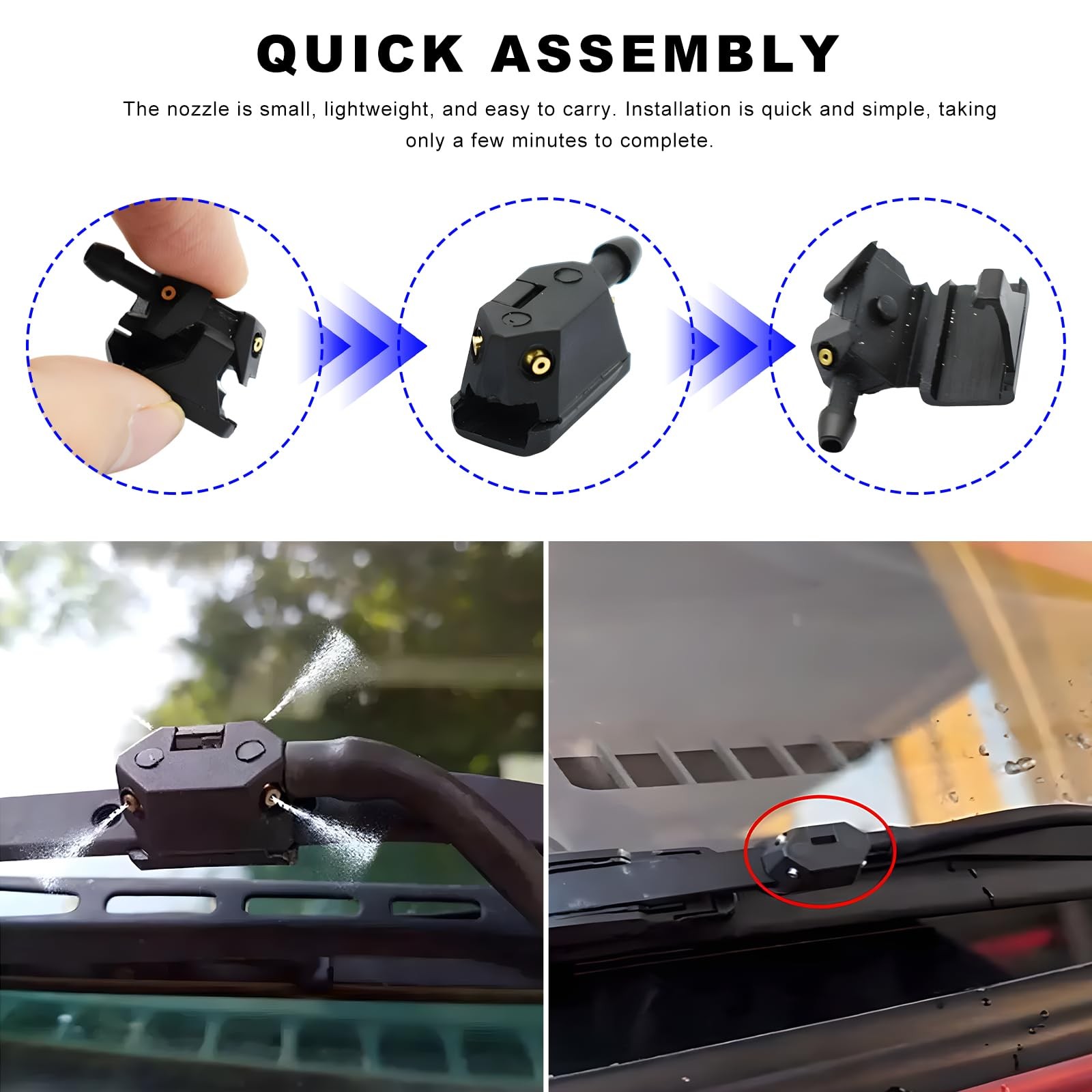 Suvnie 4 PCS Front Windshield Washer Nozzles, 0.79 x 0.51 x 0.7 inches, 4