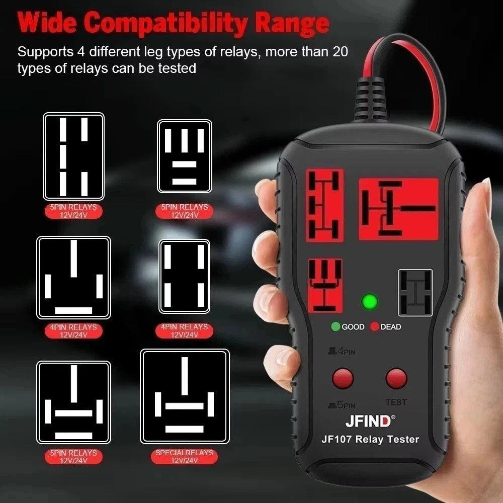Universal 12V 24V Automotive Relay Tester Car Circuit Battery Voltage Checker To