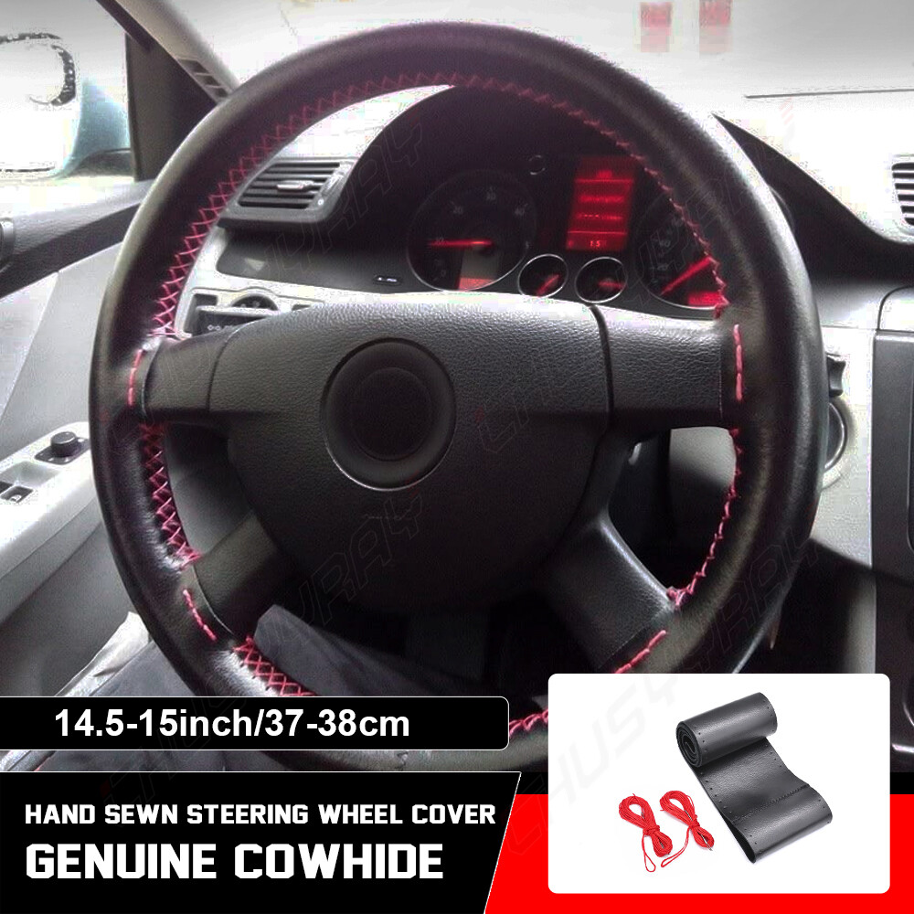 Upgrade 15″ Steering Wheel Cover Genuine Leather For 2016-18 Dodge RAM 1500 2500