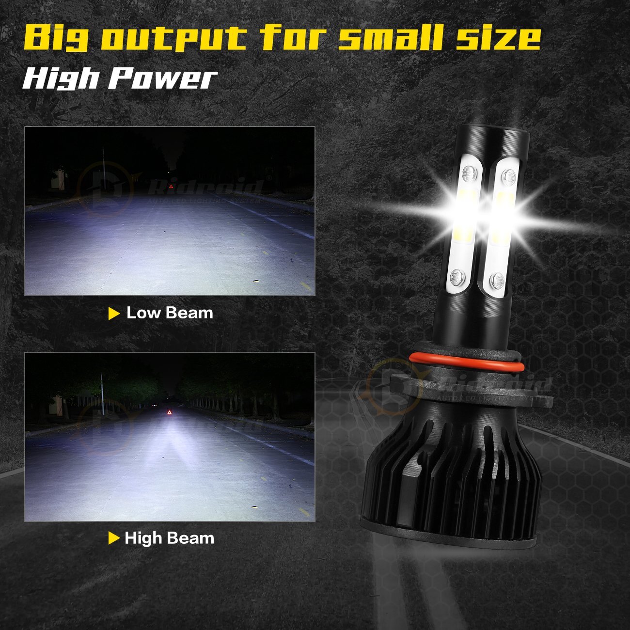 Pair 4-Sides 9006 HB4 2400W 360000LM LED Headlights Kit Hi/Low Power Bulbs 6000K