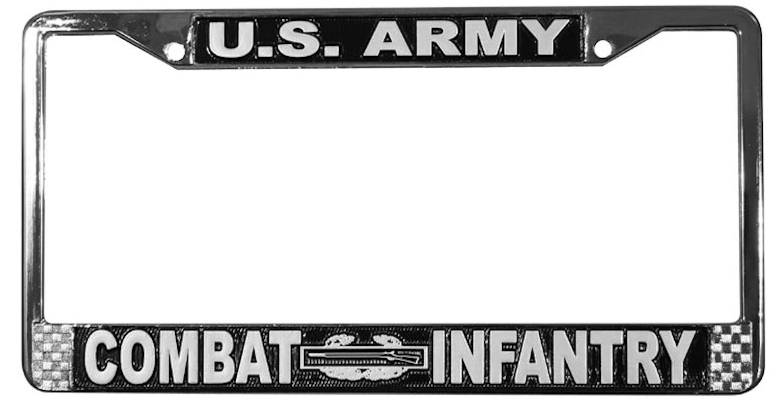 US ARMY COMBAT INFANTRY BADGE CIB METAL LICENSE PLATE FRAME – MADE IN USA!