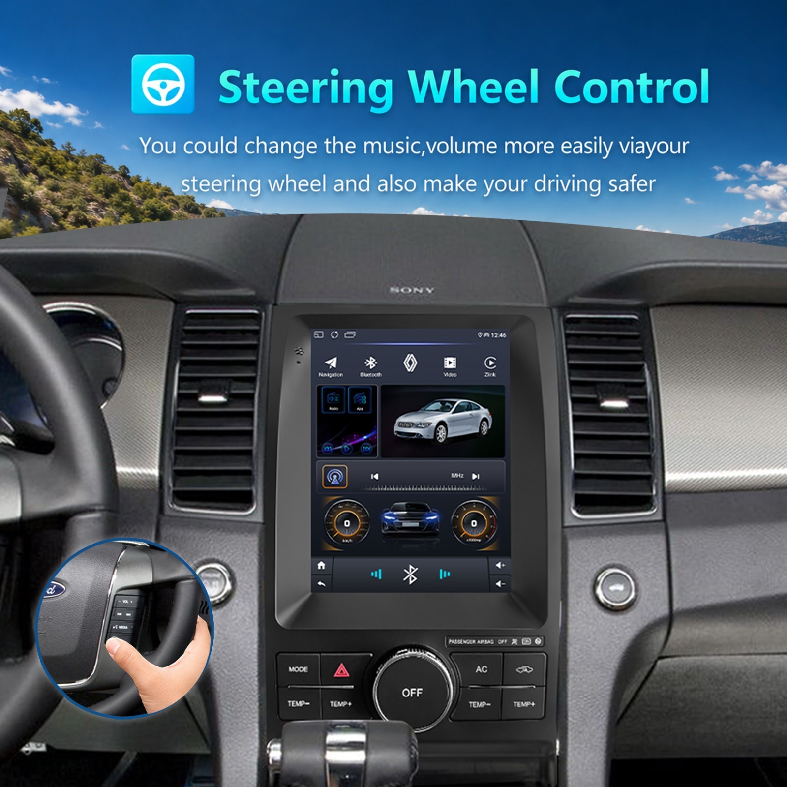 9.7″ Vertical For Ford Taurus 2013-19 Android Radio Carplay Wifi Gps Car Stereo
