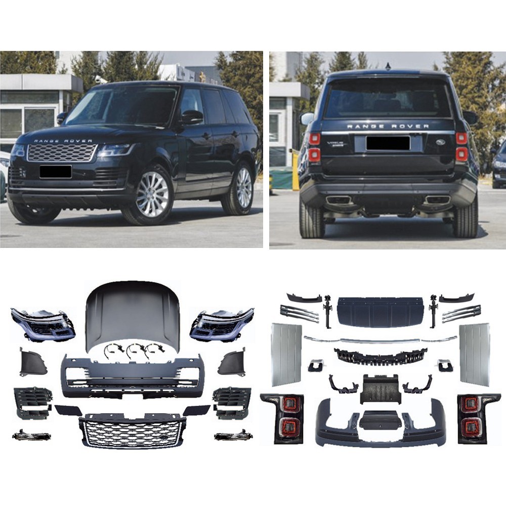 for 2013-2017 Range Rover conversion to 2018 plus OE look Hood+ Bumpers + lights